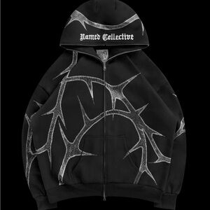 Named Collective THORN RHINESTONE ZIP HOODIE BLACK L/XL
